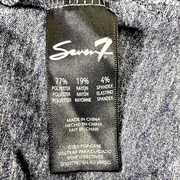 Women's | Seven7 | Blue Metallic Shimmery Long Sleeve V-Neck Flowy Top - Picture 8 of 9